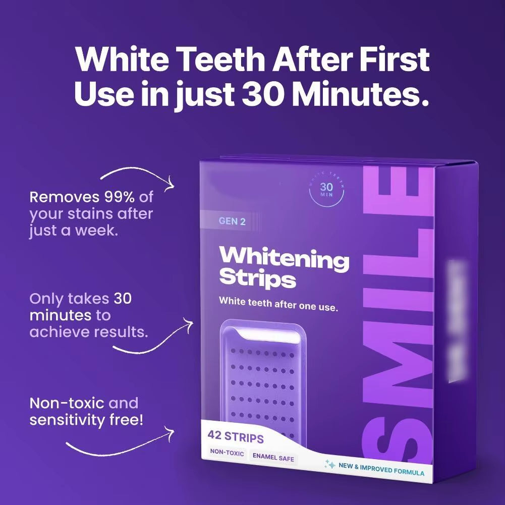 42 Strips Purple Gel Teeth Whitening Strips Oral Hygiene Care Strip for Teeth Veneers Dentist Whiten Strips for Sensitive Teeth