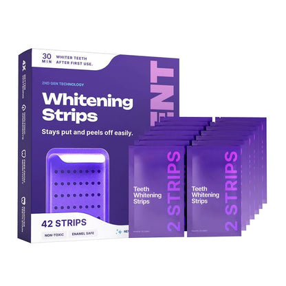 42 Strips Purple Gel Teeth Whitening Strips Oral Hygiene Care Strip for Teeth Veneers Dentist Whiten Strips for Sensitive Teeth